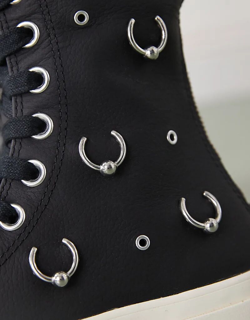 Кроссовки Converse Chuck 70 Knee Hi черного цвета с серебристой фурнитурой — фото 4