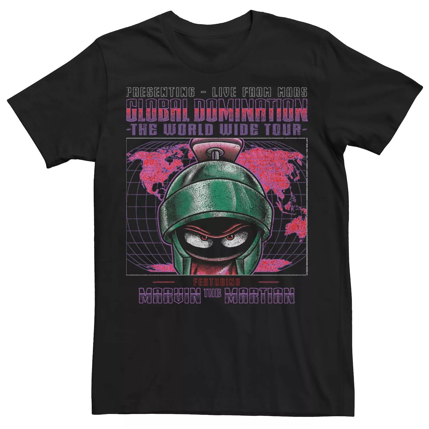 

Мужская футболка Looney Tunes Marvin The Martian Global Domination Rock Tour Licensed Character