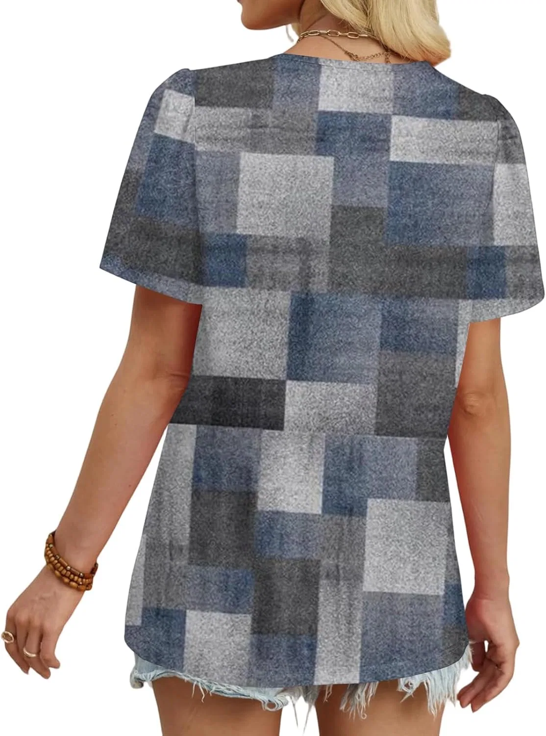 Блуза женская с принтом, Polyester-Spandex, 1-gray — фото 3