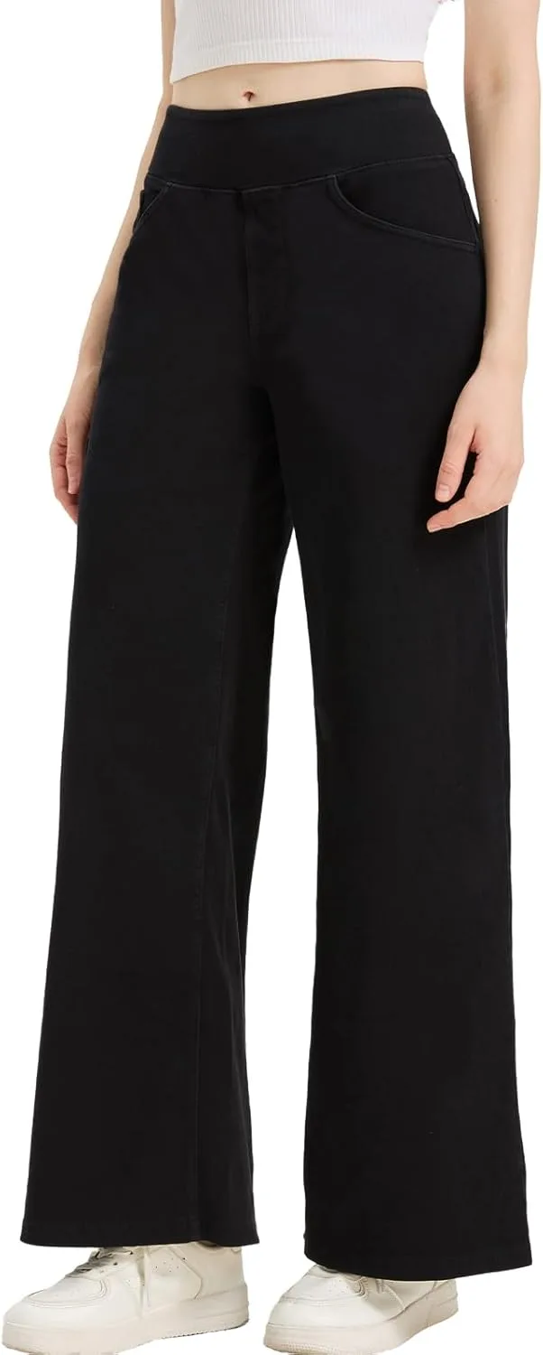 

Женские джинсы Wide Leg с высокой талией, растягивающиеся и удобные, с карманами BLISSORALEISURE