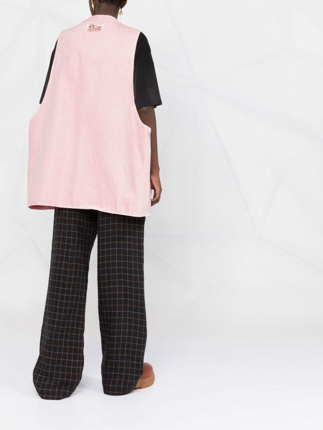 Raf Simons джинсовый жилет оверсайз с нашивкой-логотипом, розовый — фото 4