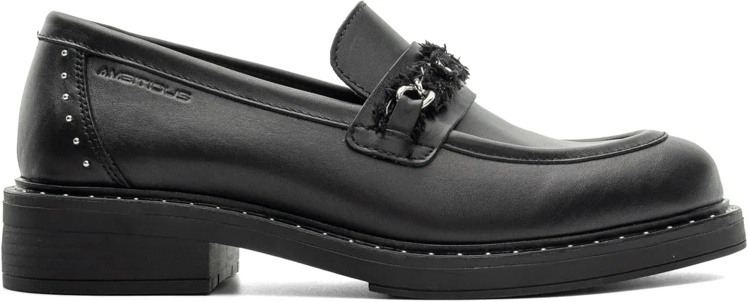Лоферы Giselle Chunky Heel Penny Loafers, черная кожа Ambitious