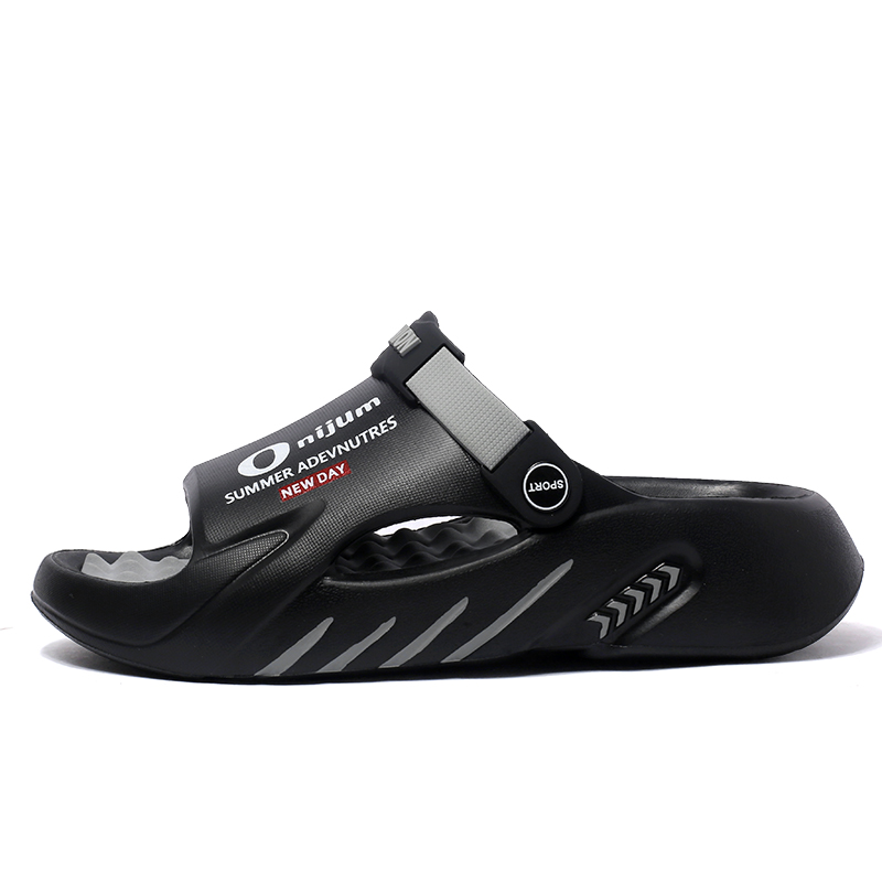 

NANJIREN Скользостойкие износостойкие амортизирующие шлепанцы EVA унисекс черно-серые, цвет Black Gray