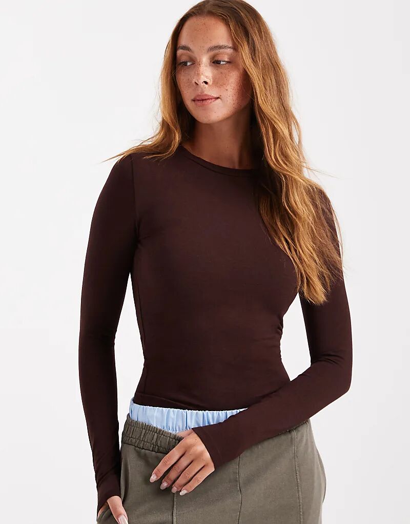

Лонгслив Cotton On All Day с длинными рукавами цвета темного дуба
