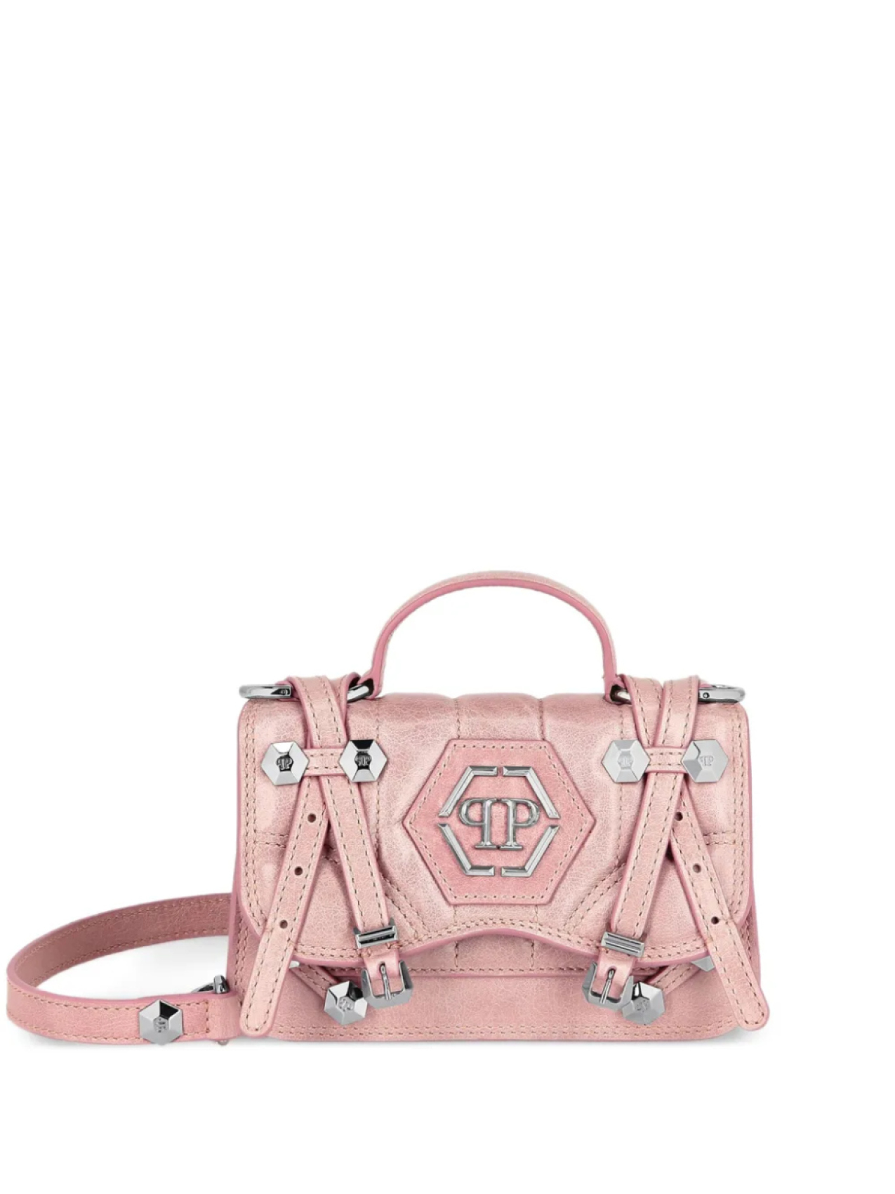 

Маленькая сумка-тоут Hexagon Philipp Plein, розовый