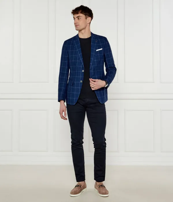 Элегантный льняной пиджак h-hutson-233 Slim fit Boss, синий — фото 2