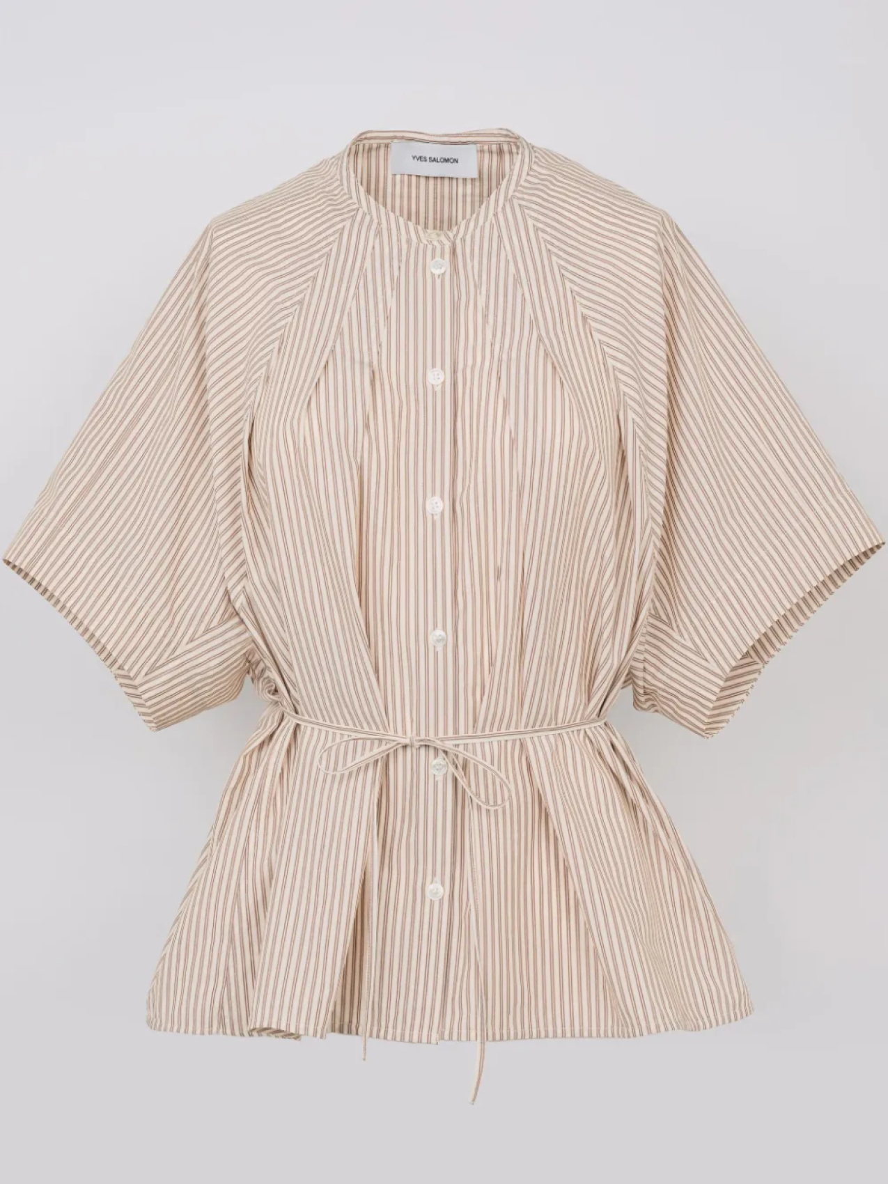 

Полосатая плиссированная рубашка из поплина от Yves Salomon, коричневый