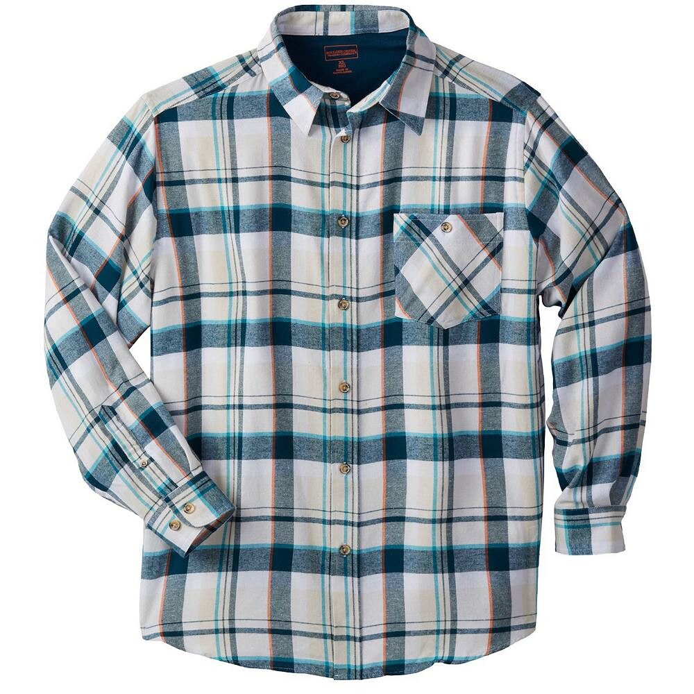 

Мужская фланелевая рубашка больших и высоких размеров Boulder Creek By Kingsize, цвет Stone Plaid