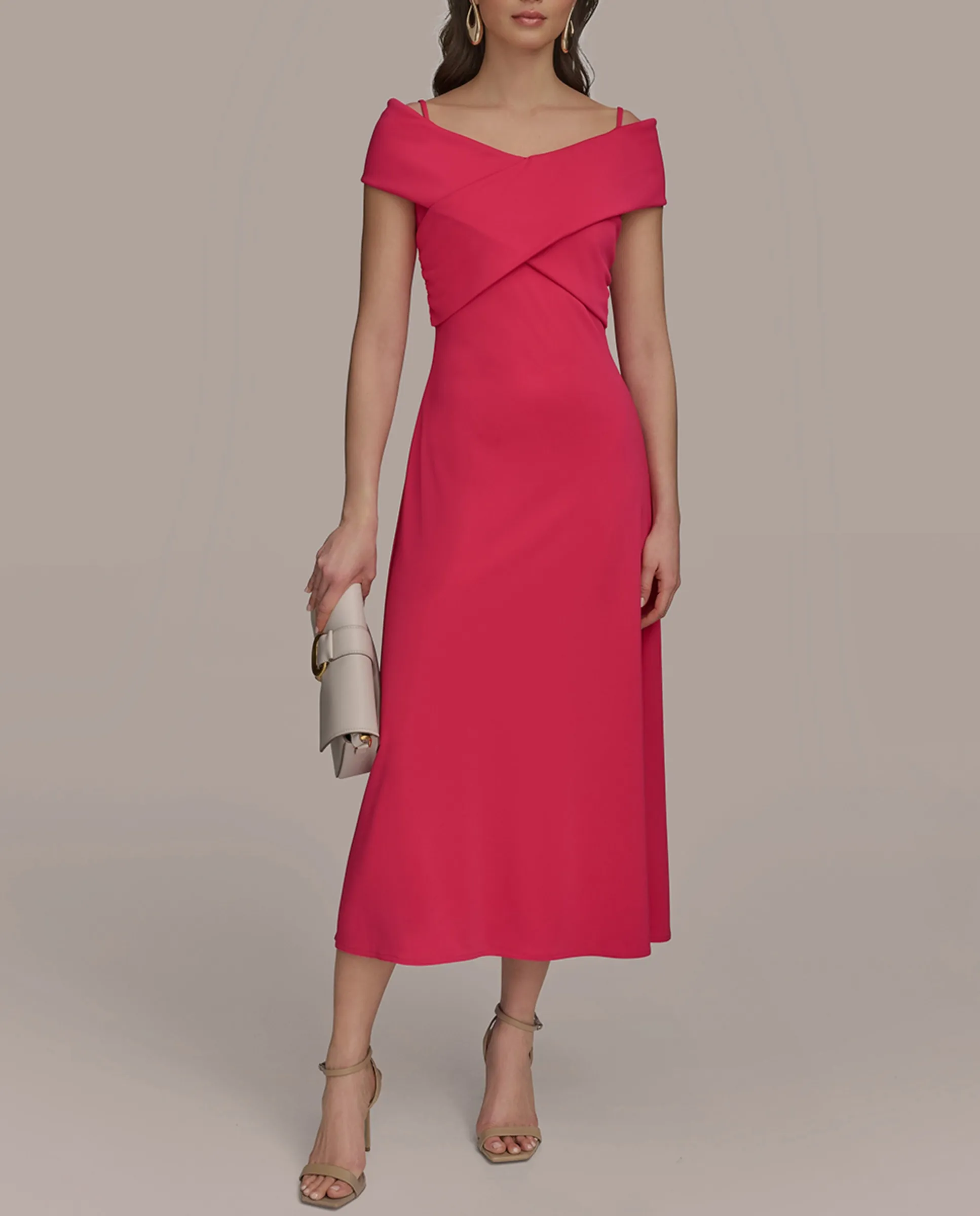 

Облегающее платье с открытыми плечами Donna Karan New York, фуксия