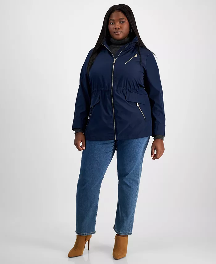 

Утепленная ветровка с капюшоном Plus Size, влагозащитная Michael Kors, синий