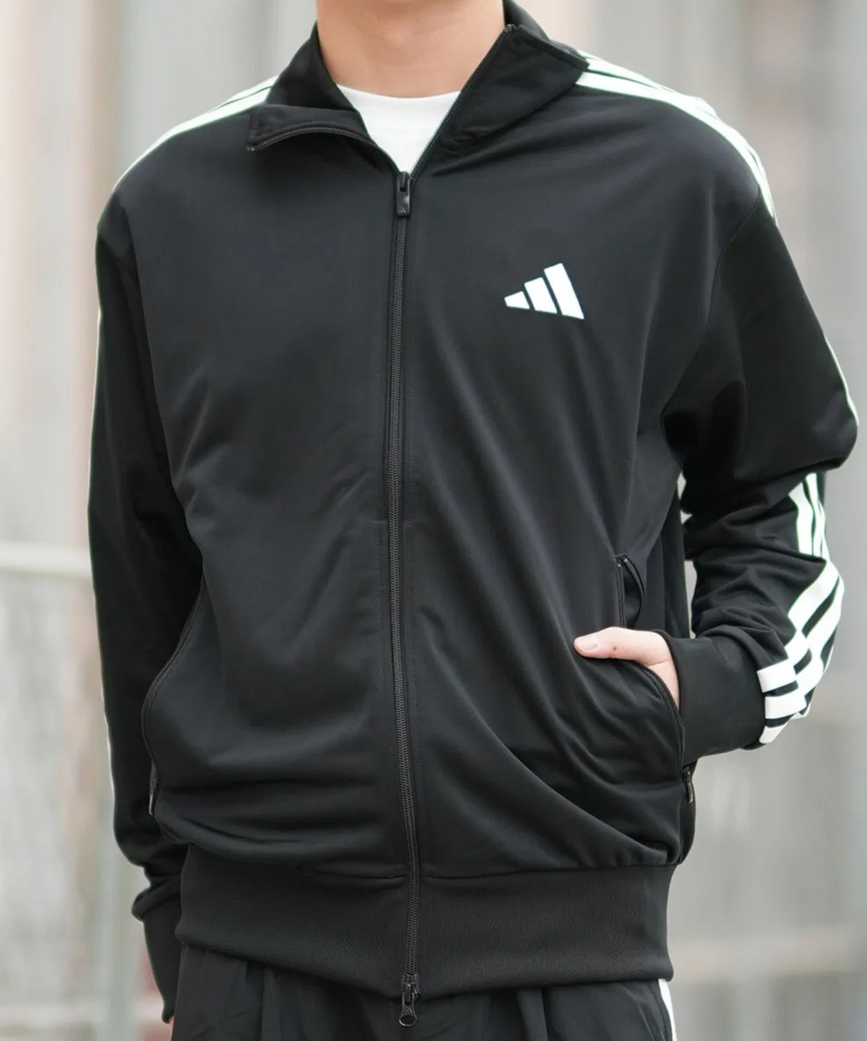 Трек-джекет adidas CLIMACOOL свободный кроссовер чёрно-белый
