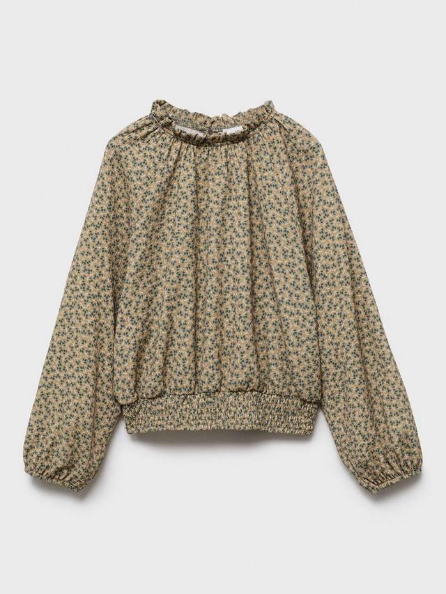 Детская футболка с длинным рукавом в цветочном принте Mango, Green — фото 3