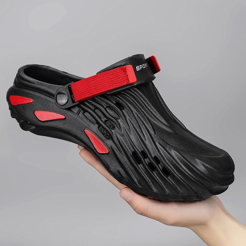 Сандалии для мужчин большого размера - легкие, с противоскользящей подошвой, перфорированным дизайном, дышащие, для повседневной носки на улице летом Fusecottc, черный — фото 3