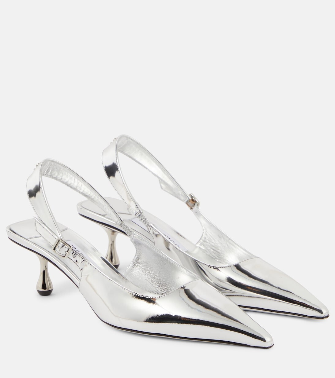 Туфли amel из металлизированной кожи с пяткой на пятке Jimmy Choo, серебряный