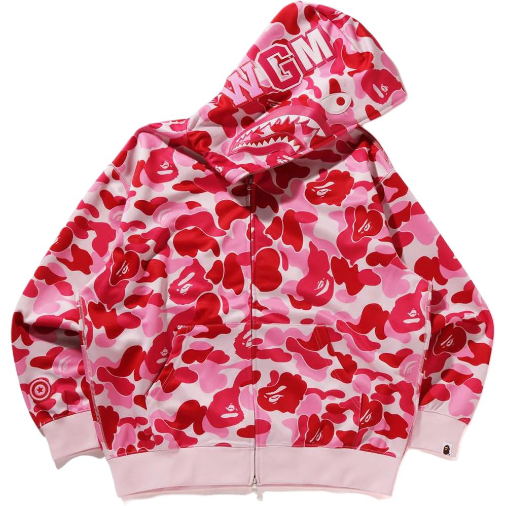 Bape Abc Camo Rayon расслабленный крой акула худи на молнии A BATHING APE, розовый — фото 3