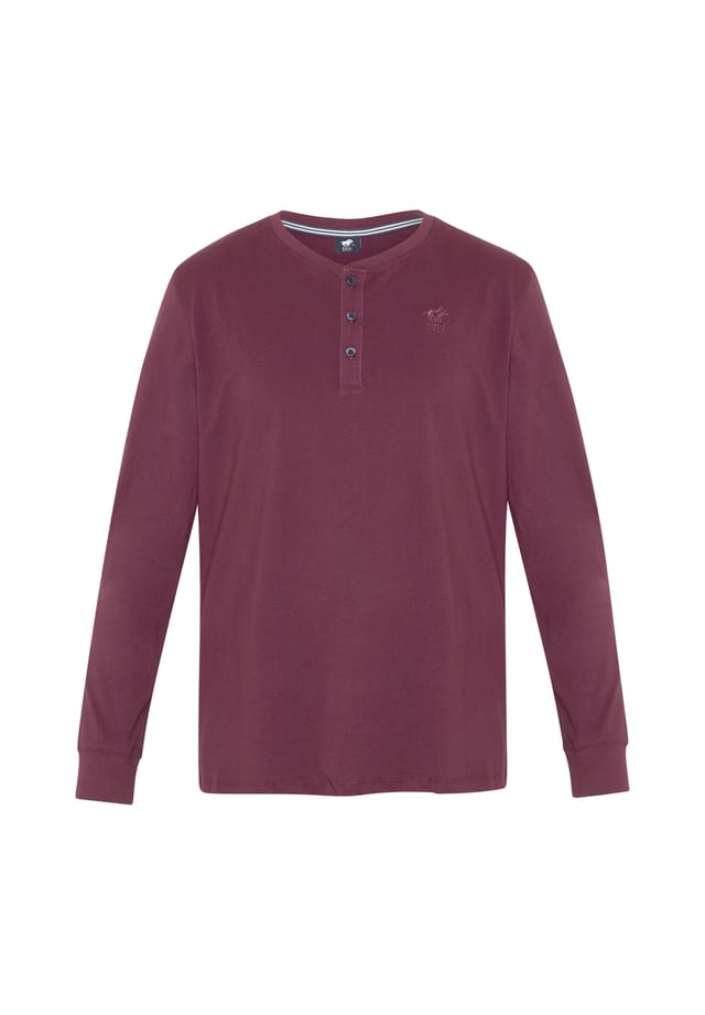 

Рубашка Хенли с длинными рукавами Polo Sylt, цвет 19-2118 winetasting