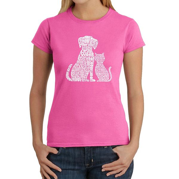 

Футболка с принтом Dogs and Cats для женщин La Pop Art, Pink, Розовый, Футболка с принтом Dogs and Cats для женщин La Pop Art, Pink