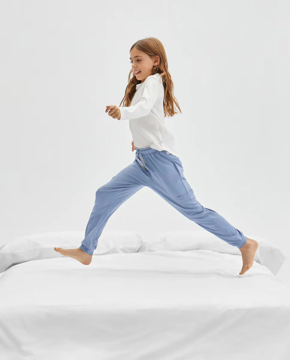 

Длинные штаны для девочки Cotton Juice, цвет 400 Azul