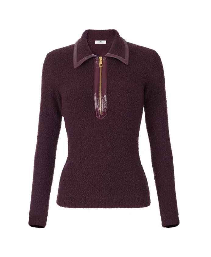 

Рубашка-Поло из букле с виниловыми деталями Elisabetta Franchi, красный