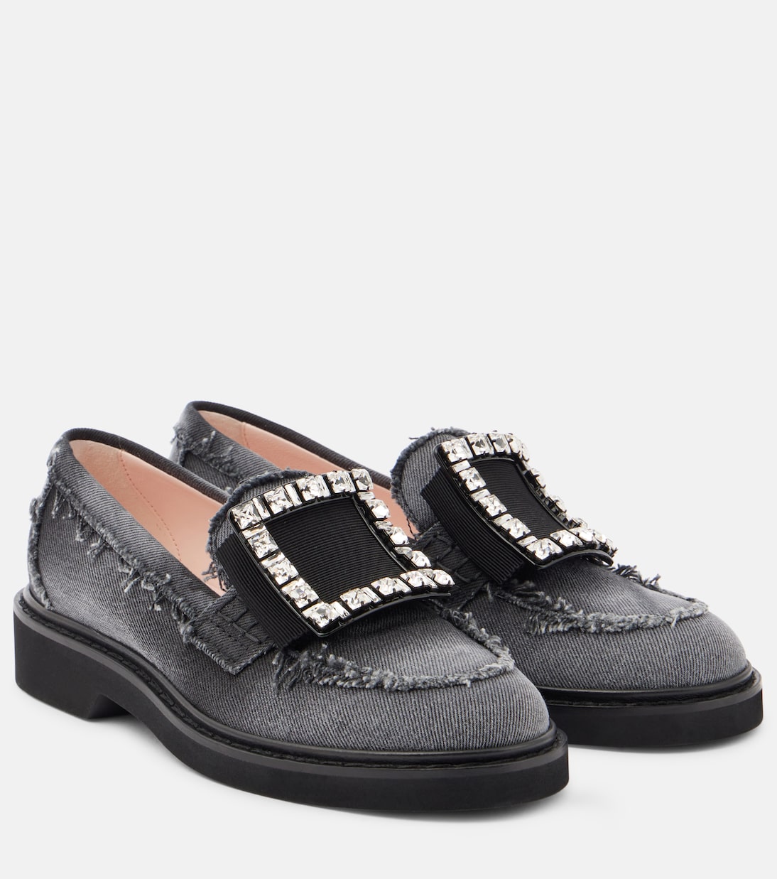 Украшенные джинсовые мокасины Viv' Rangers Roger Vivier, Nero