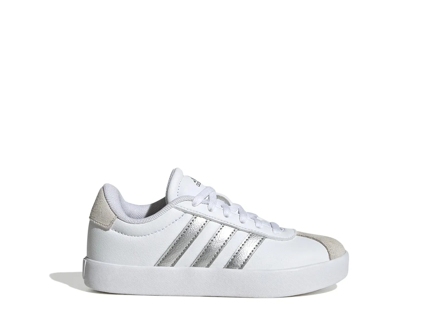 Кроссовки Adidas VL Court 3.0 — детские, белые/серебристые — фото 3