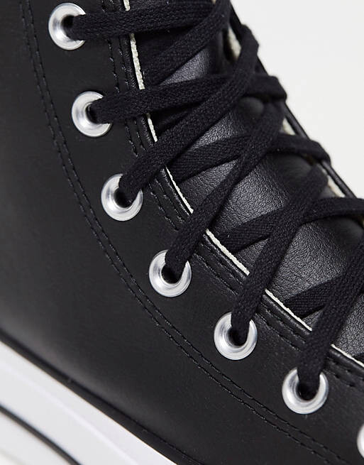 Черные кожаные кроссовки с завышенной талией Converse Chuck Taylor All Star