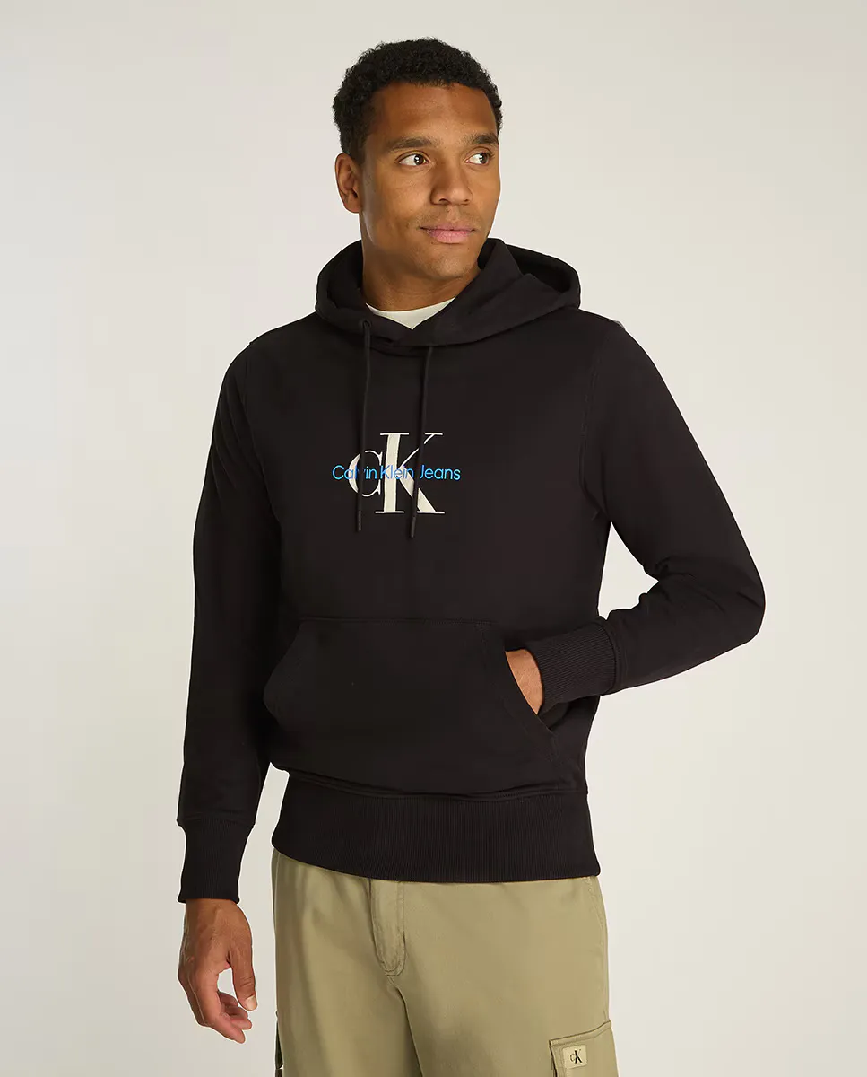 

Мужская толстовка с капюшоном и монограммой Calvin Klein Jeans, черный