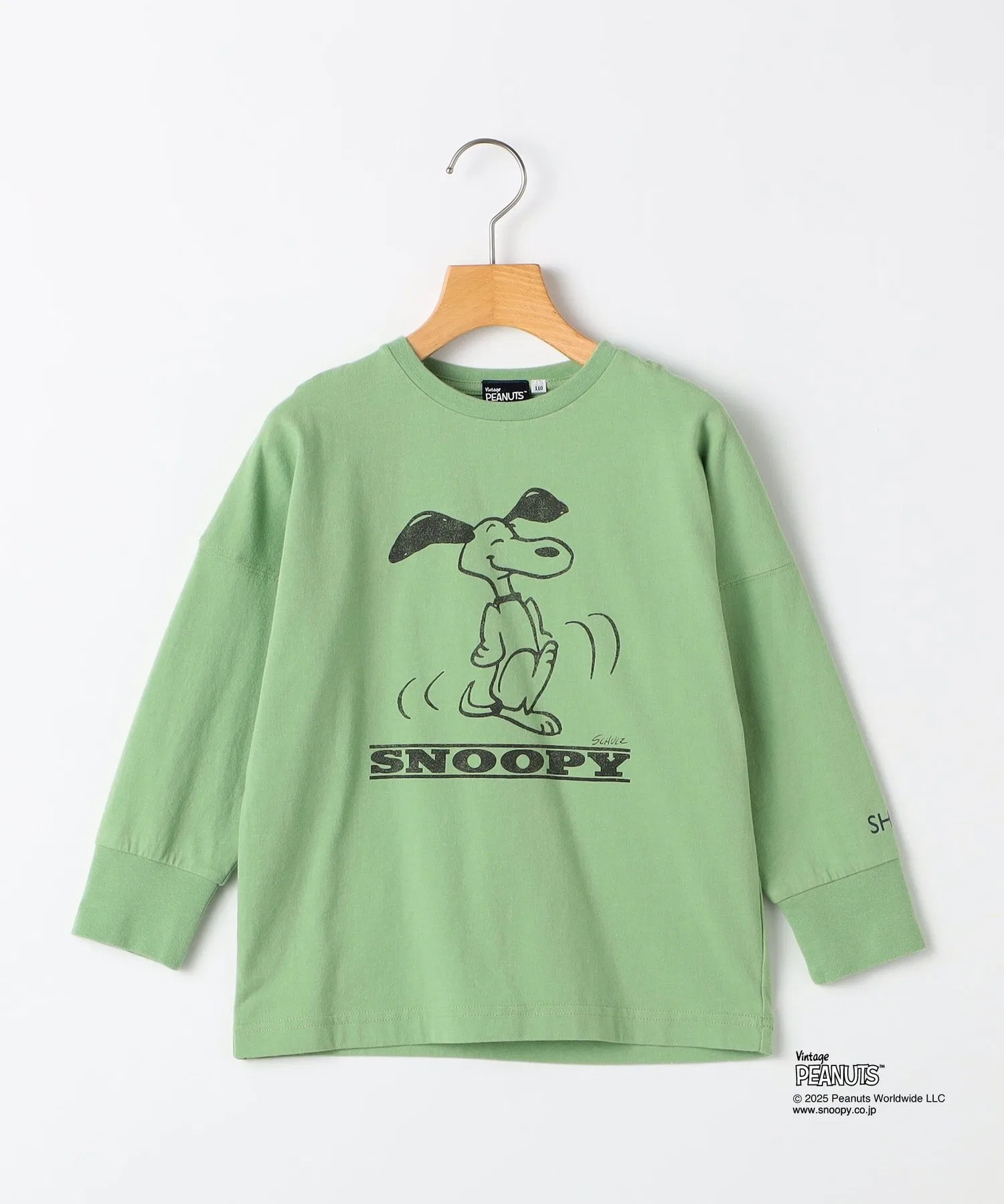 Детская хлопковая футболка SHIPS KIDS SNOOPY с длинным рукавом зелёная