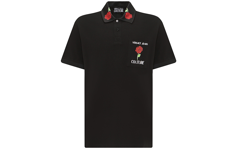 

VERSACE JEANS COUTURE Хлопковая поло SS23 с воротником и логотипом black, Черный, VERSACE JEANS COUTURE Хлопковая поло SS23 с воротником и логотипом black