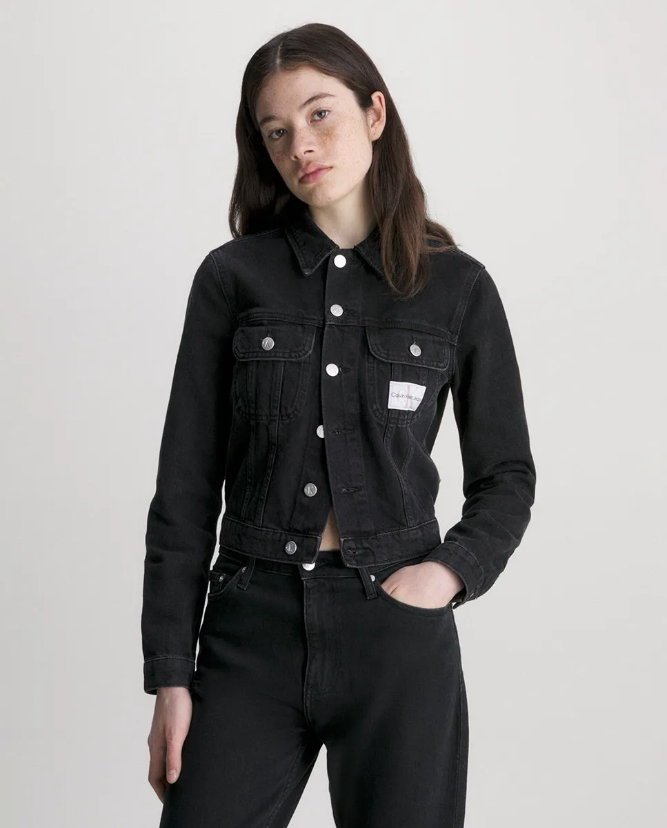 

Черная джинсовая женская куртка Calvin Klein Jeans, черный