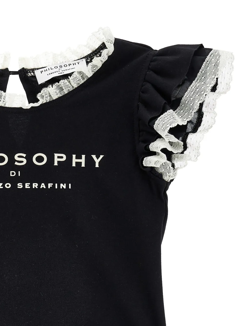 Топ с кружевом Philosophy Di Lorenzo Serafini Kids, черный — фото 3