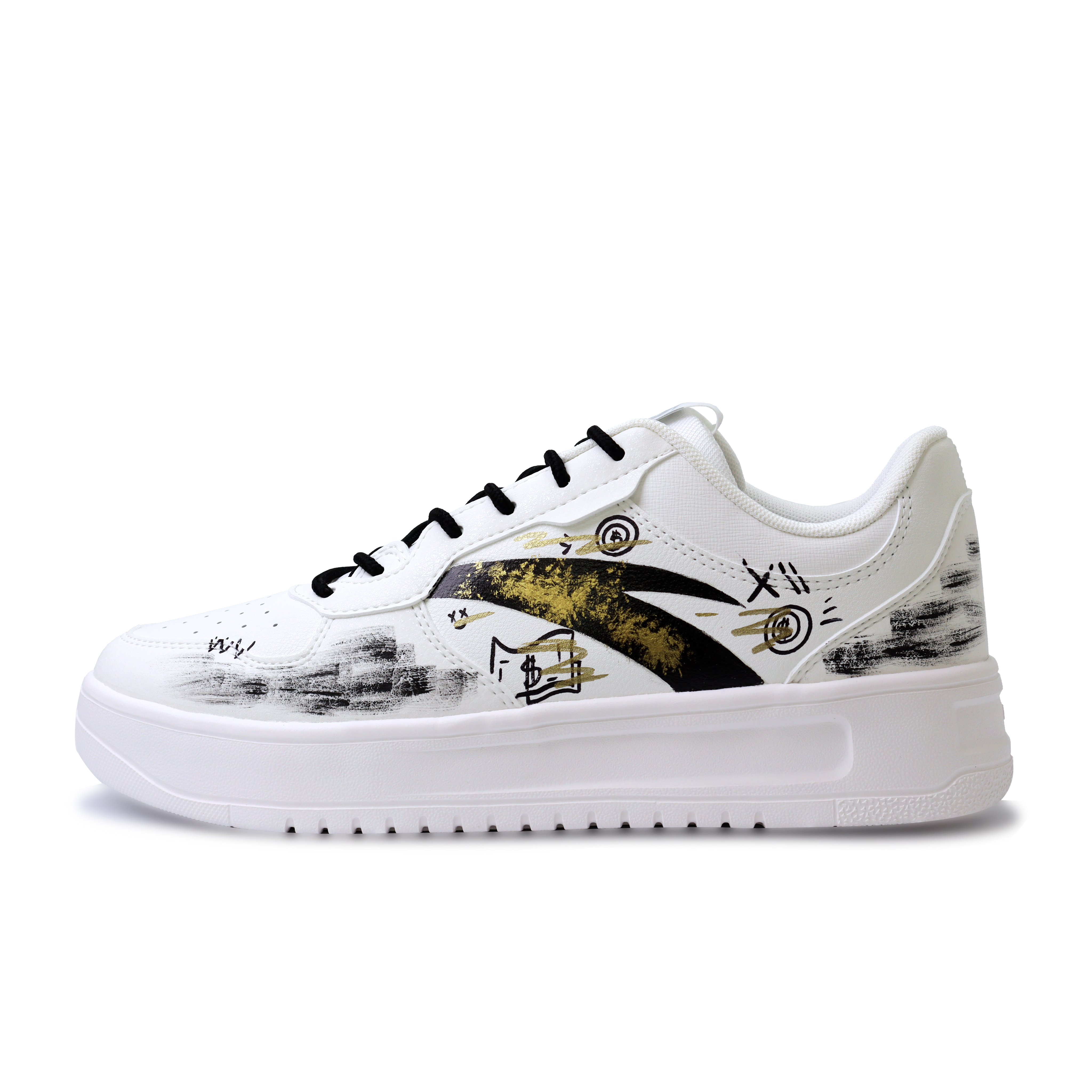 

ANTA Кроссовки Relaxed Slip Resistant Shock Absorbers Lightweight Low Top Skateboard Shoes Men's White Black