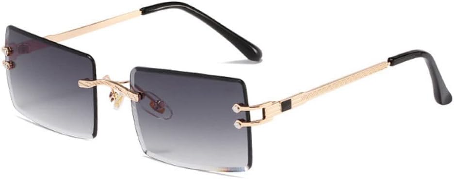 

Солнцезащитные очки без оправы прямоугольной формы для женщин, очки без оправы для мужчин, сверхлегкие солнцезащитные очки с защитой от УФ-излучения UV400 LANGSER, Gold Gradient Grey