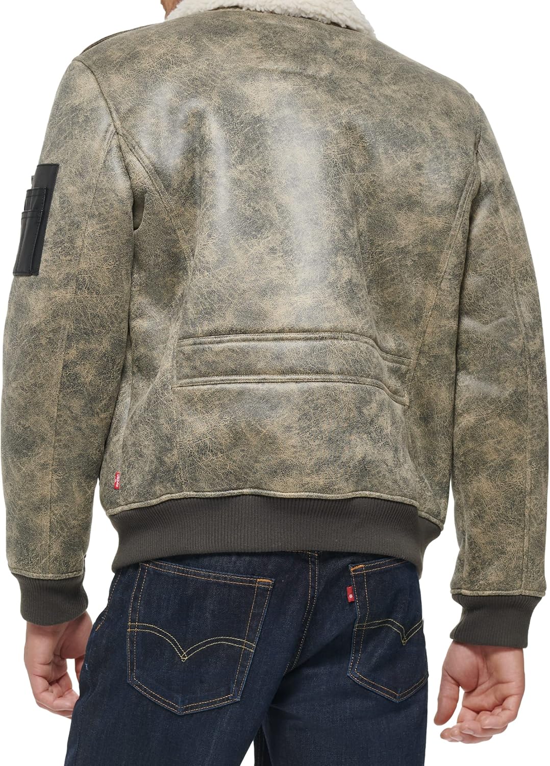 Мужская куртка-бомбер Levi's из искусственной кожи с воротником на подкладке из шерпы, Grey — фото 4