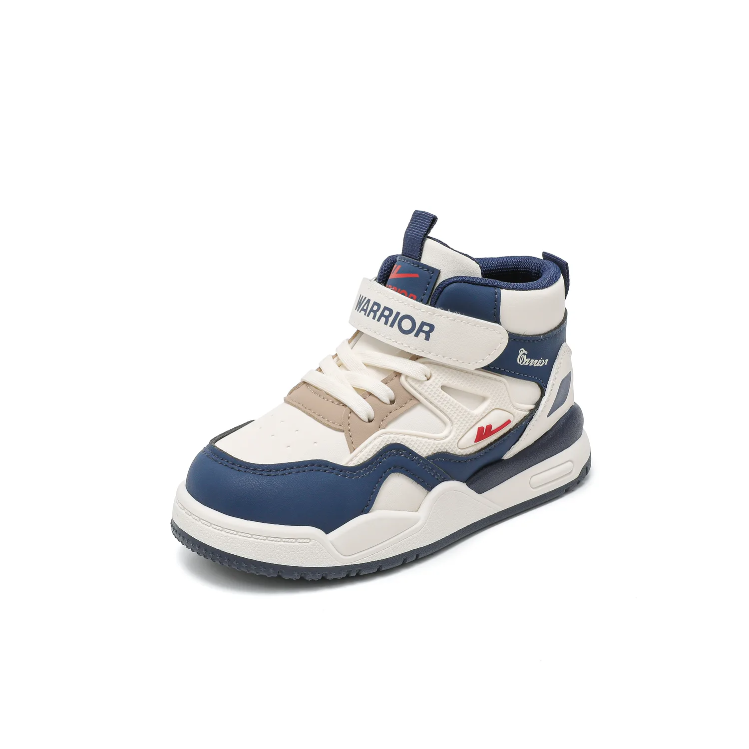Детские скейтерские кроссовки mid-top из искусственной кожи с противоскользящей подошвой и амортизацией WARRIOR, бежевый/синий — фото 4