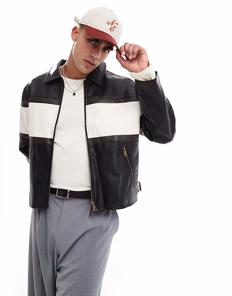 

Куртка из искусственной кожи Cotton On Joey черного и белого цвета Cotton:On