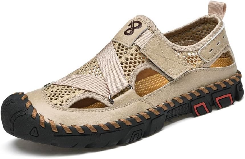 

Мужские повседневные сандалии Asifn, летние с закрытым носком, водонепроницаемые, для походов, кожаные, для активного отдыха и пляжа, белый