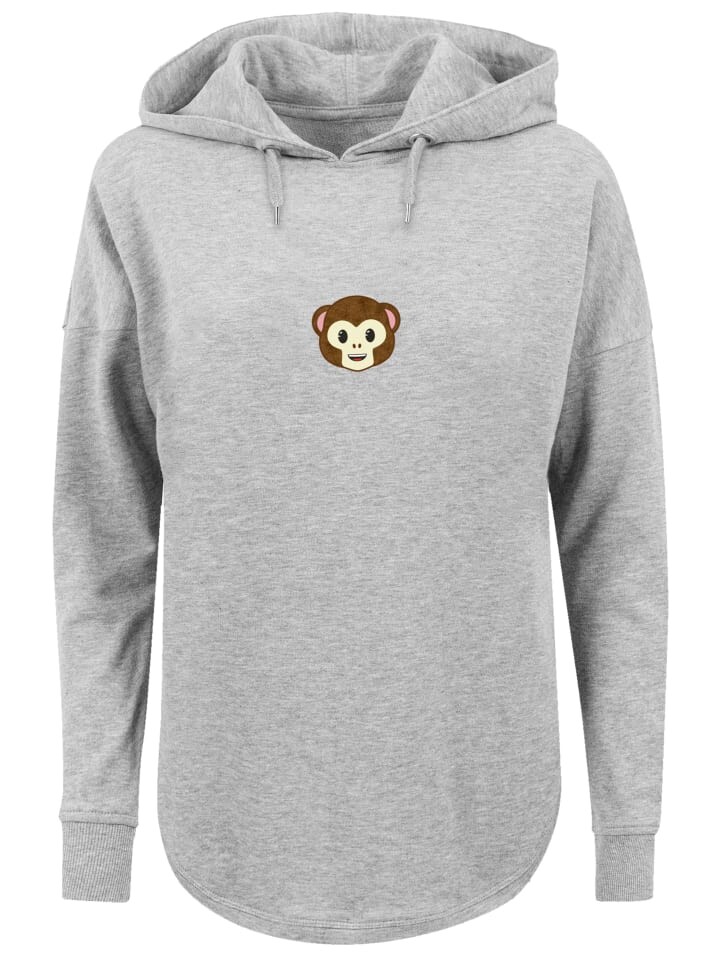

Пуловер emoji couture Oversized Hoodie Smiling monkey furry face, серый