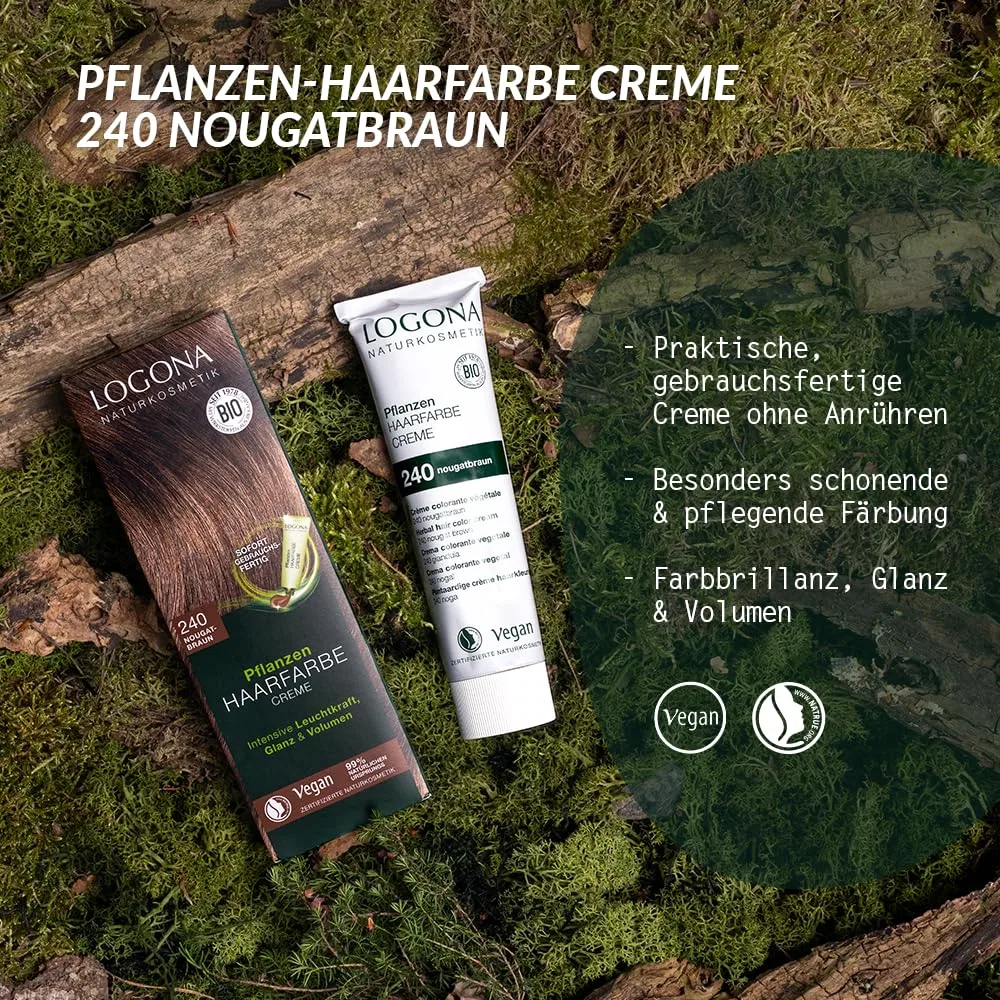 Крем-краска для волос LOGONA Natural Cosmetics Plant Hair Colour Cream 150 Logona, 240 Nougat Brown — фото 3