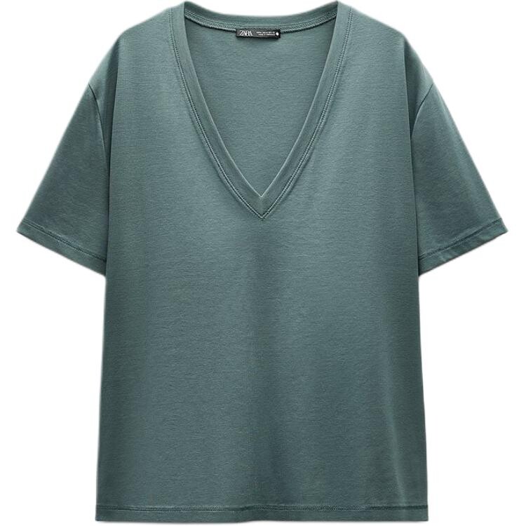 

Футболка женская пыльно-зеленая Zara