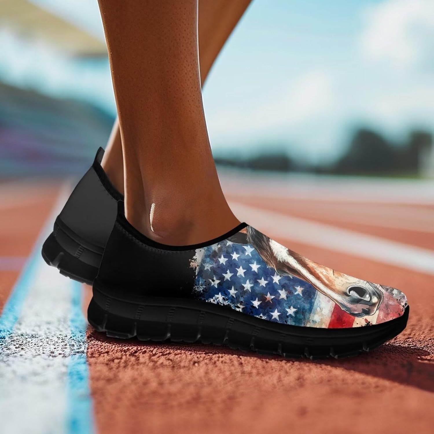 Мужские слипоны-лоферы без шнурков с 3D-принтом Hsaiyjsp, Usa Flag Horse — фото 2