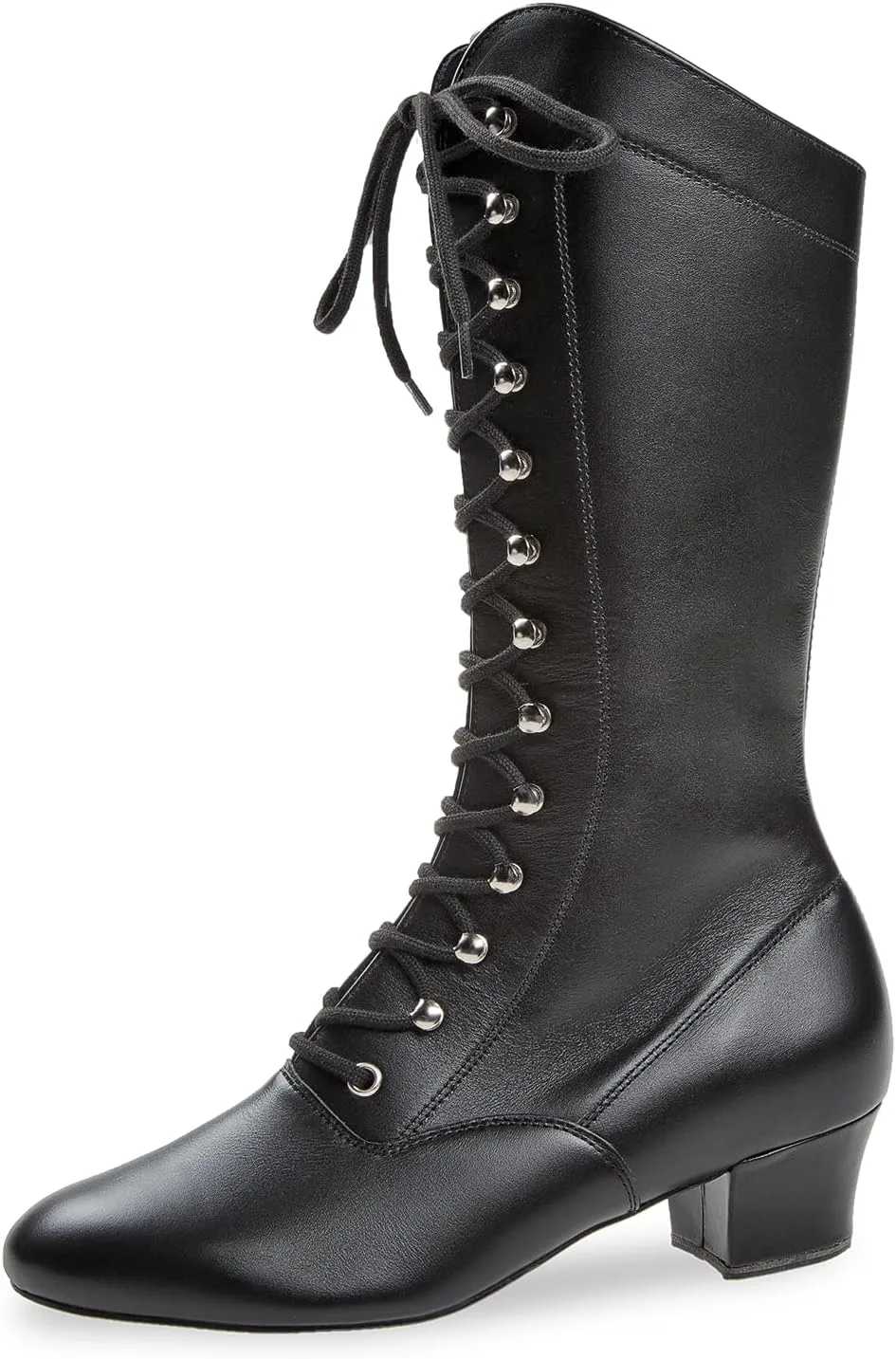 Женские танцевальные сапоги Damen Garde 209-434-034-V - гладкая кожа черного цвета - голень 280 мм - устойчивый каблук 3,7 см - подошва VarioSpin - Сделано в Германии Diamant, черный