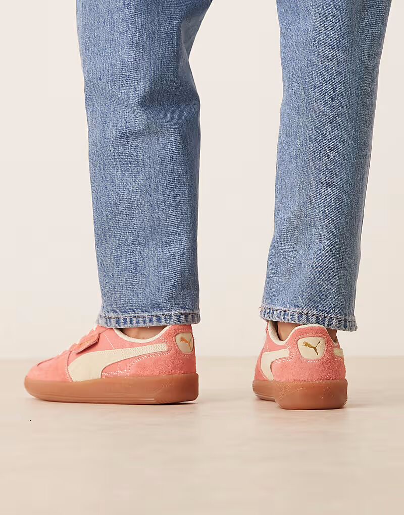 Кроссовки Puma Palermo Vintage розового и желтого цвета — фото 3
