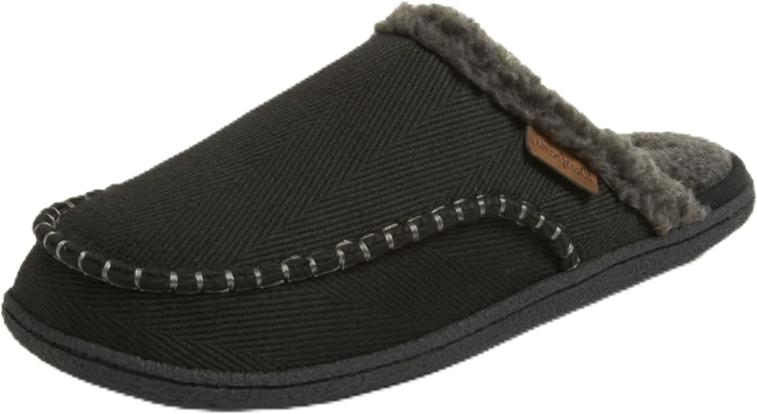 Мужские домашние туфли Dearfoams Matthew Moc Toe для использования в помещении и на улице, черный — фото 2