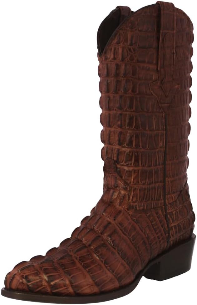 

Мужские ковбойские вестерн-бутсы коньячного цвета с полным рисунком из крокодилового хвоста и круглым носком Cowboy Professional, Cognac