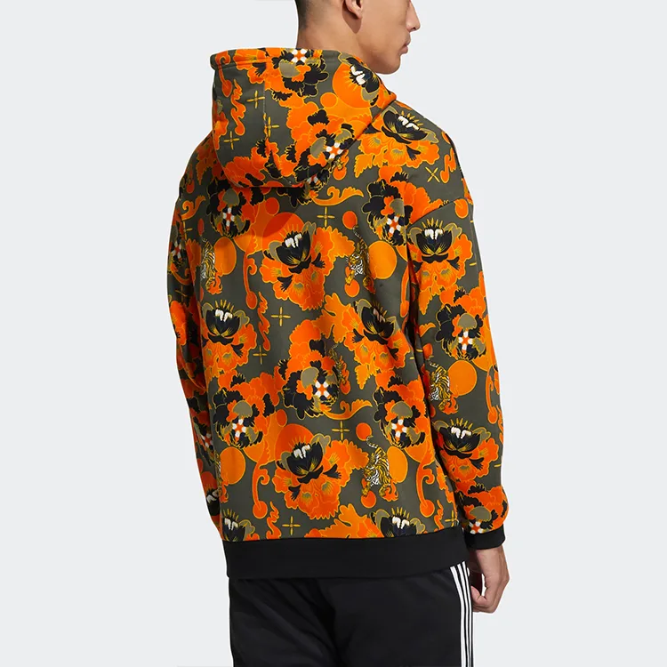 Adidas Толстовка мужская с капюшоном оранжево-желтая — фото 4