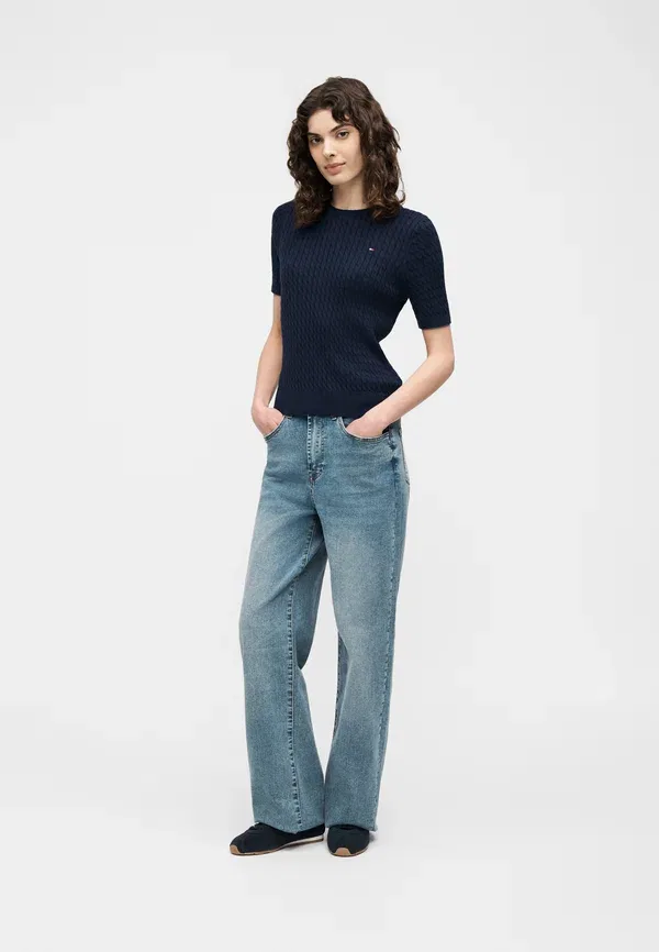 Футболка Tommy Hilfiger Cable Fine Basic, темно-синий — фото 2