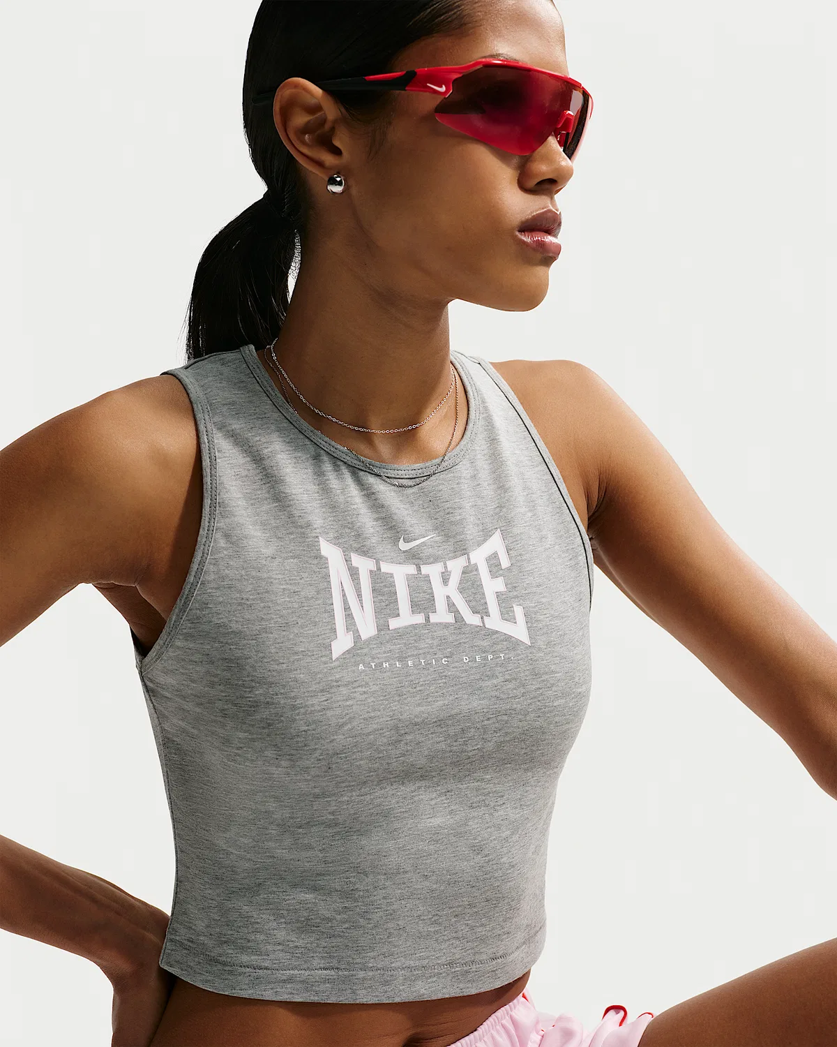 Женский облегающий укороченный топ Nike Sportswear, Dark Grey Heather — фото 3