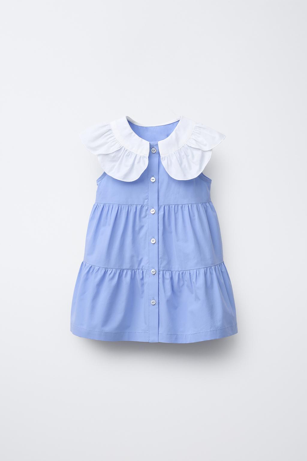 

Платье с поплиновыми панелями ZARA, синий