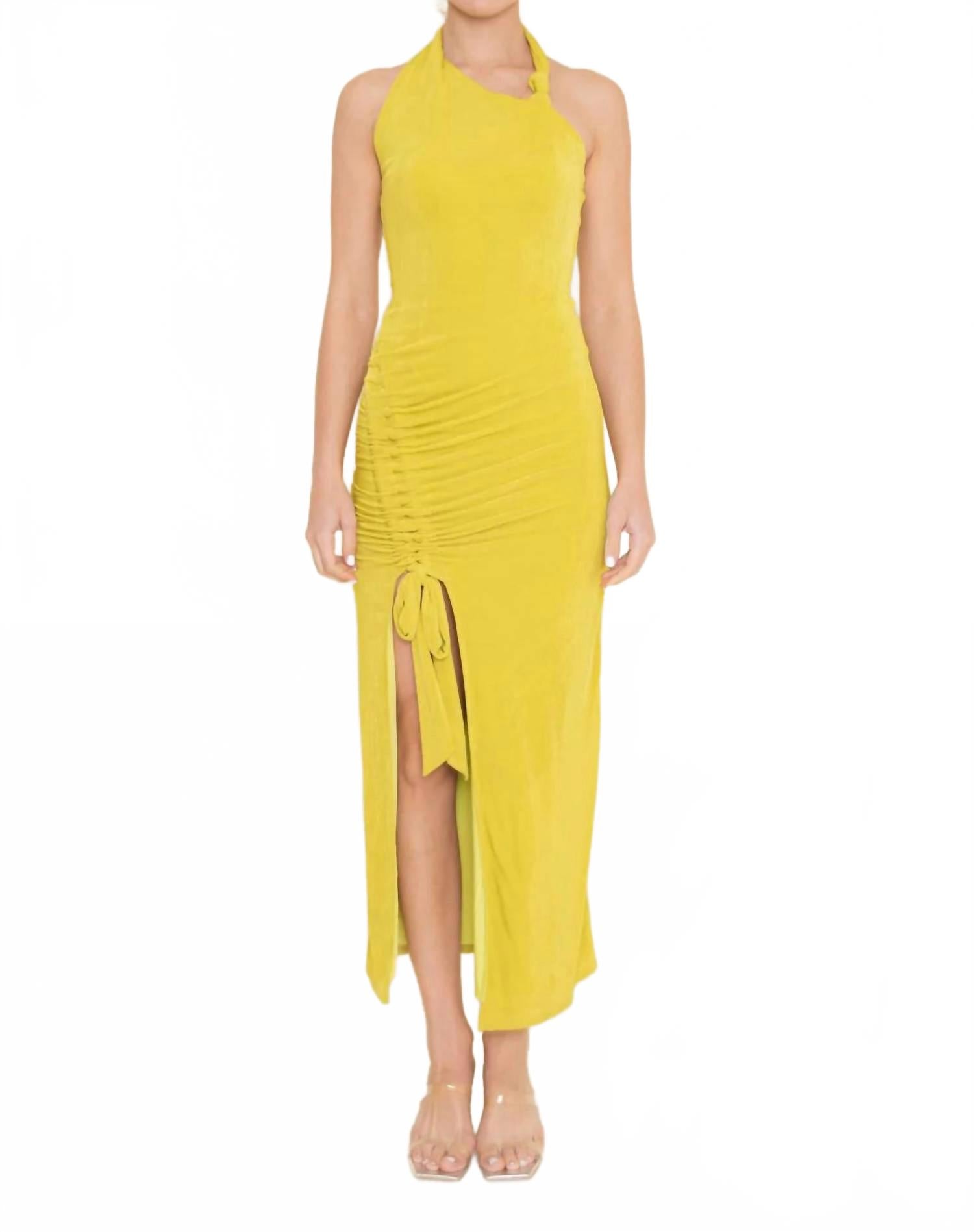 

Лаймовое плиссированное платье-бюстье без рукавов с кулиской Fore Collection, Lime